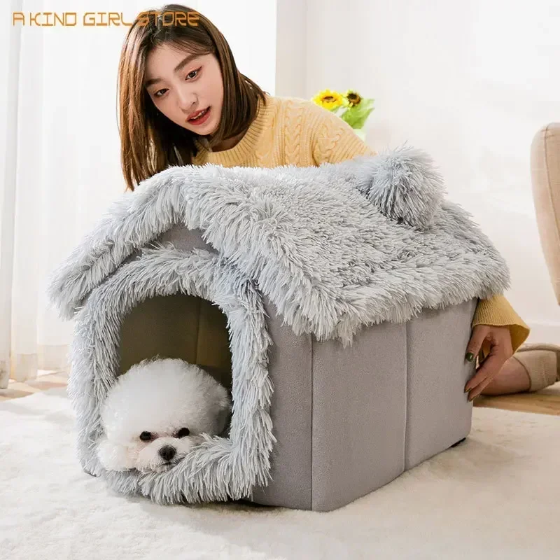 Foldable Dog House Kennel Bed Mat For Small Medium Dogs Cats Winter Warm Cat Bed Nest Pet Products Basket Pets Puppy Cave Sofa