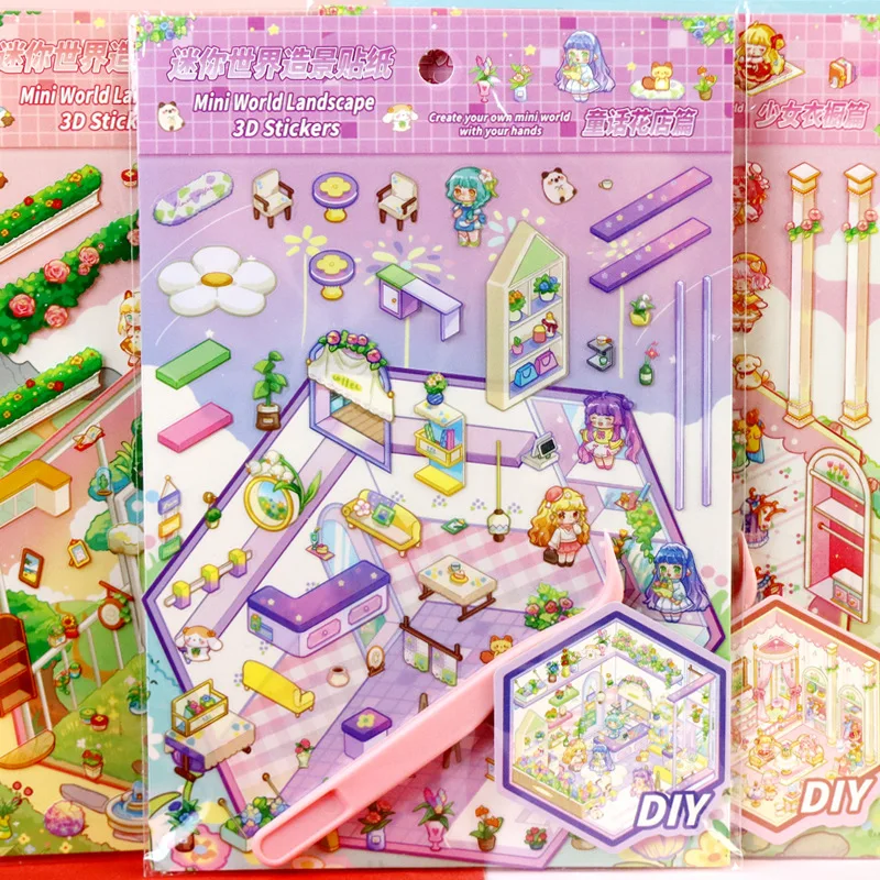 

Kawaii креативная мини-сцена 3D аниме наклейки для украшения Ren's DIY декоративные маленькие подарки для студента