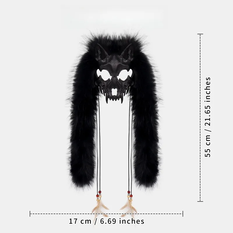 2025 New Stylish and Exquisite Animal Mask for Halloween Carnival COS Werewolf Mask Solid Color Fox Mask Cosplay Accessory