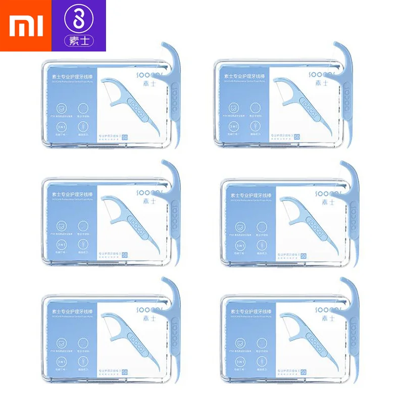 2/4/6BOX Xiaomi SOOCAS Dental Floss Teeth Stick Tooth Picks Wire Tooth Picks Dental Floss Oral Hygiene 50Pcs/Box