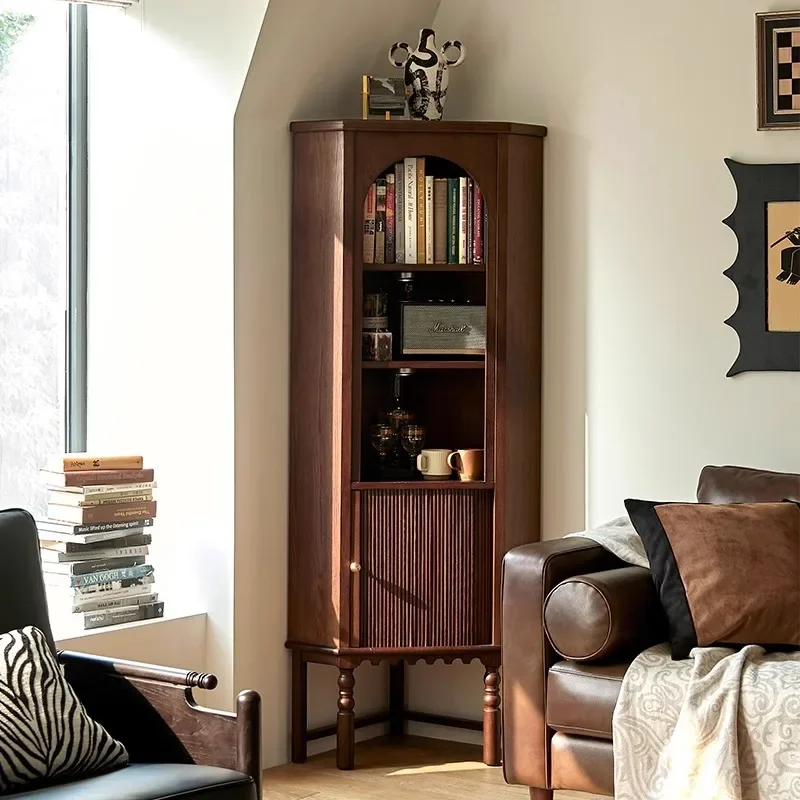 French, retro, solid wood, living room, corner cabinet, corner cabinet, medieval, triangular side cabinet, against the wall,