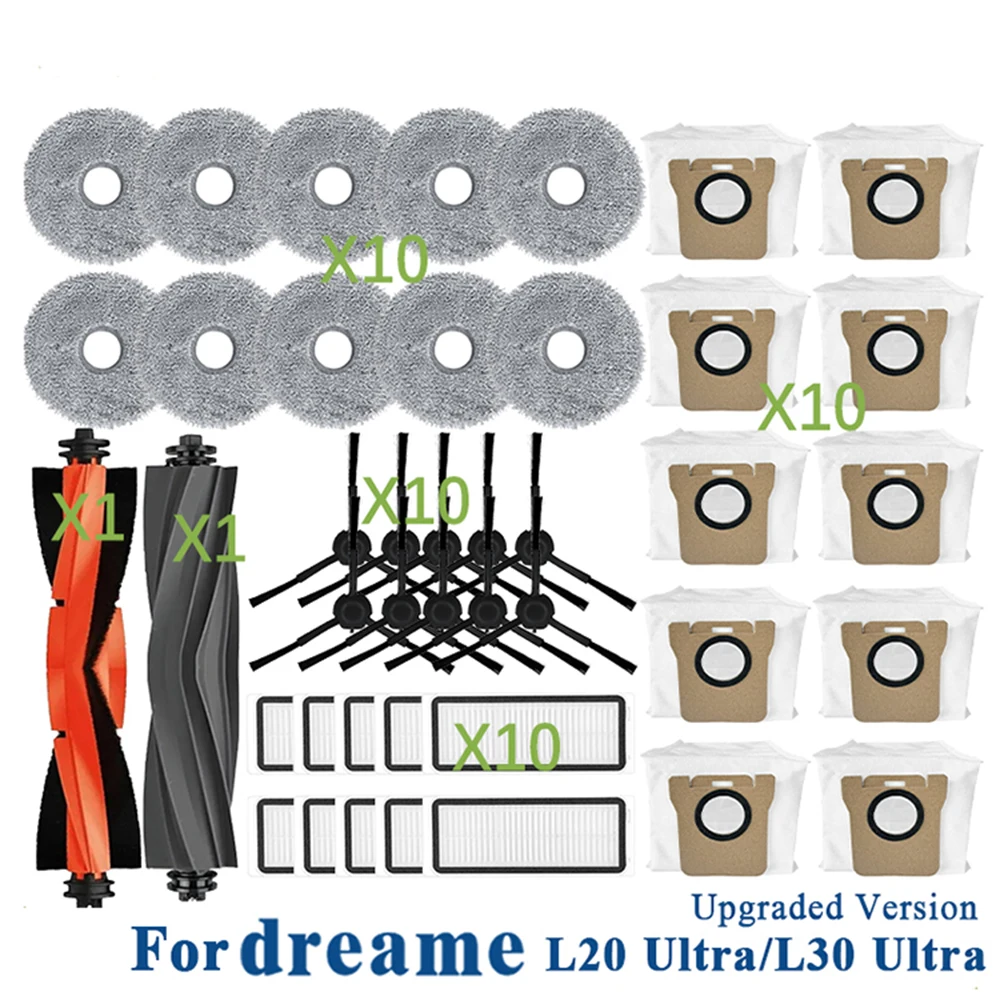 For Dreame L20 Ultra/L30 Ultra/L20 Ultra Complete RLX41CE Spare Parts Consumables Main Side Brush Hepa Filter Mop Cloth Dust Bag