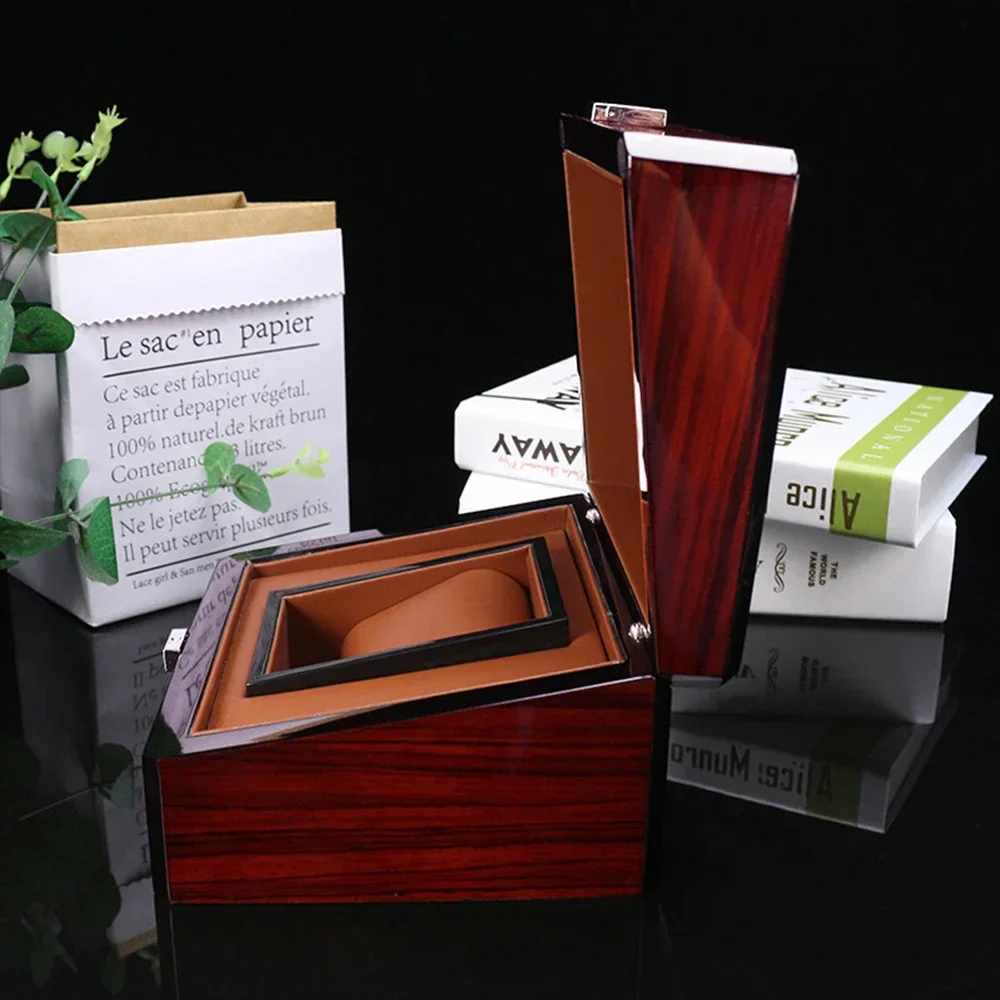 Wine Red Baked Paint High-end Wooden Wrist Watch Case Box Bracelet Box Storage Watch Stand Watch Gift Box Customization Logo OEM