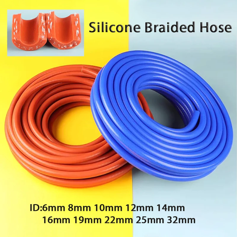 

1 Meter Thickening Silicone Tube High Pressure Temperature Resistant Steam Cotton Braided Pipe Rubber Hose Flexible Hose