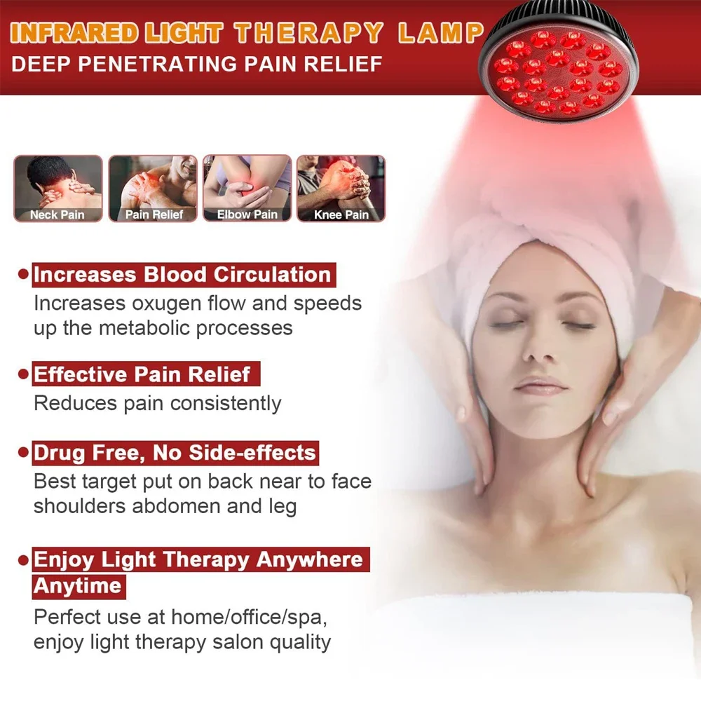 54W LED Red and Infrared Light Therapy Lamp 660nm&850nm for Face Body Skin Care Pain Relief  Device