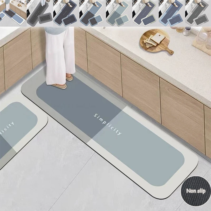 

Super Absorbent Kitchen Floor Mat Non-slip Dirt-resistant Foot Mat Household Entry Door Door Mat Wipeable Wash Long Strips Rug