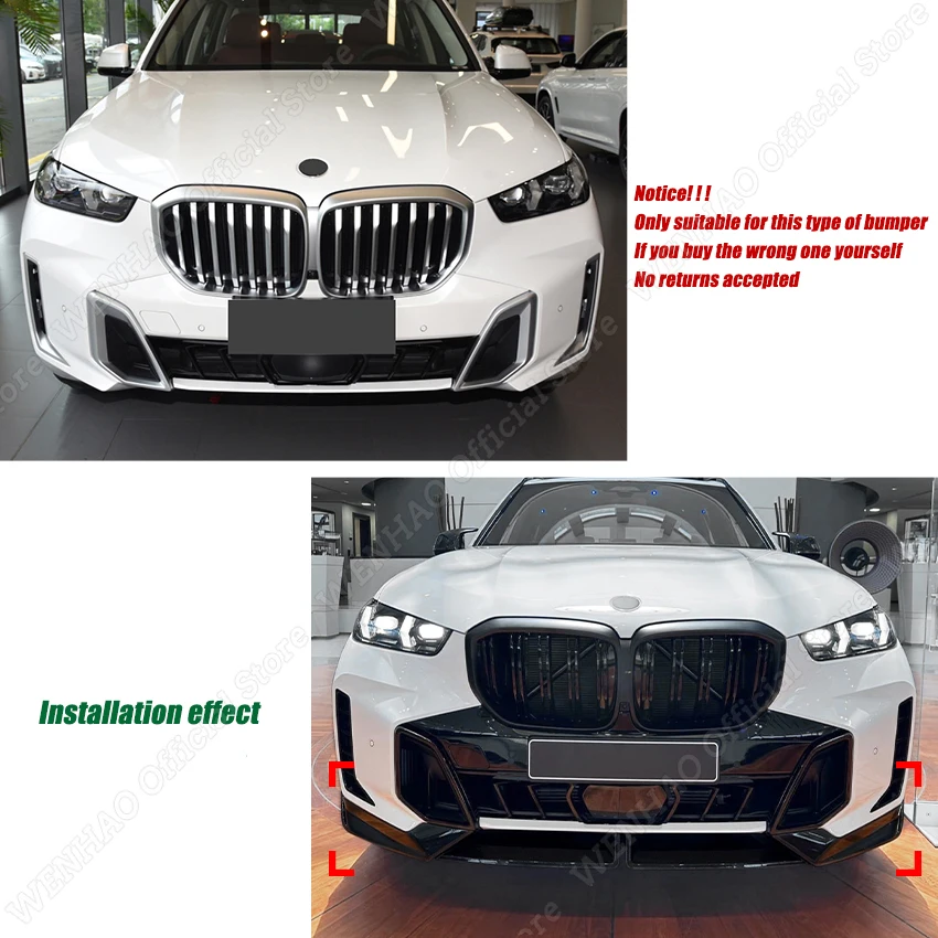 For BMW X5 G05 M Sport 2023-2024+ LCI Front Lip Bumper Lower Splitter Diffuser Kit Spoiler Guard Deflector Lips Covers Protector