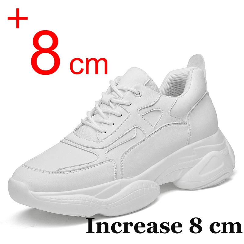 2024 Men Casual Sneakers Elevator Shoes Hidden Heels Fashion White Black 8CM Height Increasing Shoes For Man Trendy Sports Shoes