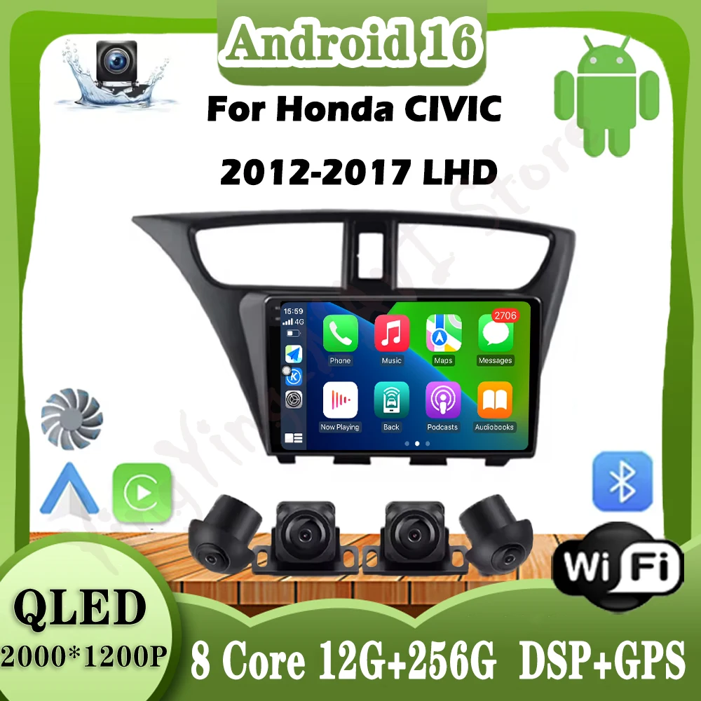 

Android 16 For Honda CIVIC 2012 2013 2014 2015 2016 2017 Car Radio GPS Navigation Multimedia Videc Player Audio Head unit tools