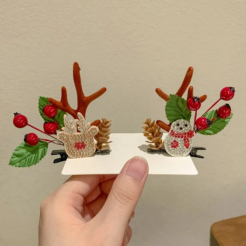 

Christmas Hairpin Jewelry Antler 2022 New Side Barrettes Party Cartoon Funny Children's Clip Wholesale