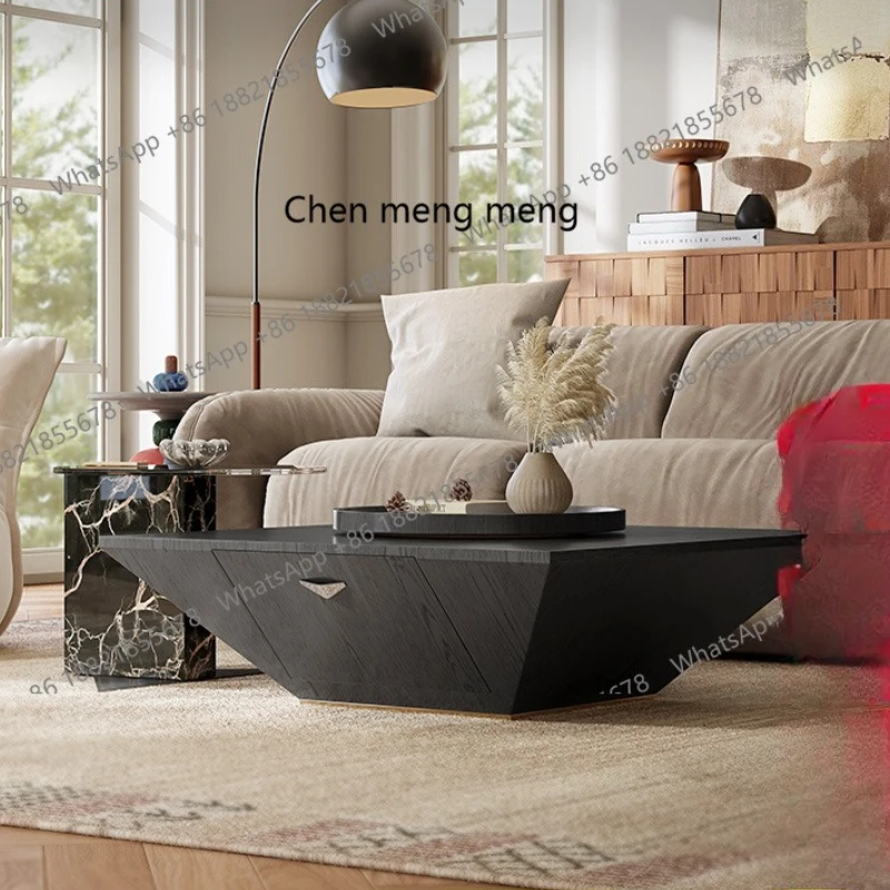 

Italian minimalist inverted triangular rock slab coffee table living room home designer art high-end square tea table