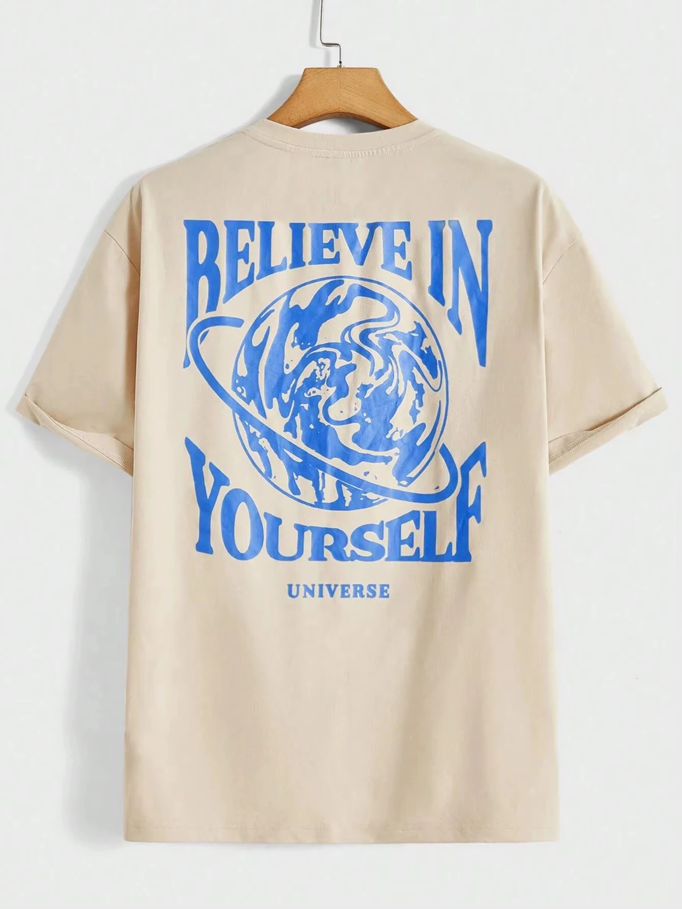 Believe in Yourself Universe Funny Graphic Men Tshirts Cotton Casual Short Sleeve Fashion Breathable Loose Oversized T-Shirt Dry