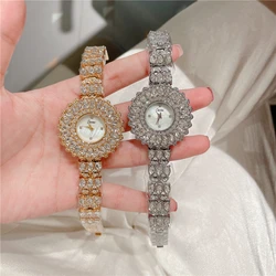 Fashion Women Luxury Diamond Watches Bracelet Ladies Quartz Watch Gold Womens Wristwatch Shiny Crystal Reloj Mujer A312