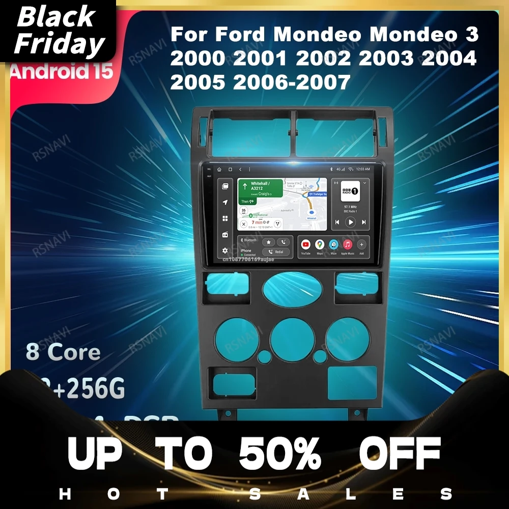 Car Radio Android 15 For Ford Mondeo Mondeo 3 2000 2001 2002 2003 2004 2005 2006-2007 Navigation Viedo Player Head Unit BT DVD