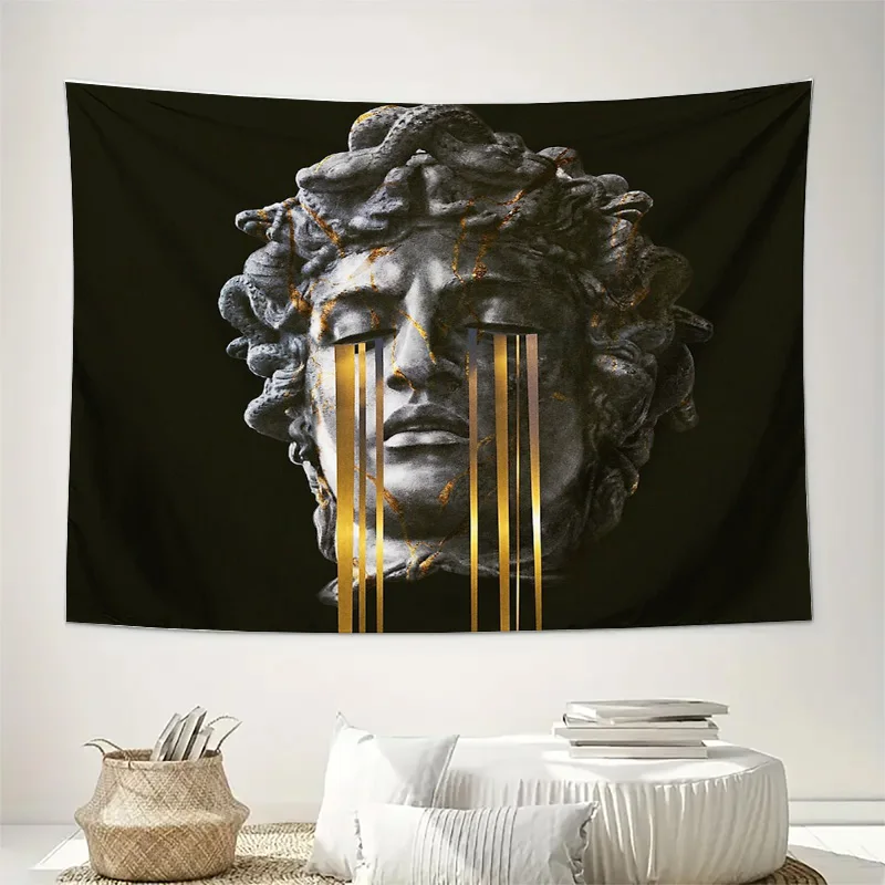 Ancient Greek Mythology Tapestry Wall Hanging Medusa Gorgon Wall Art Fantasy Home Decor Gothic Room Aesthetic Mythological Tapes
