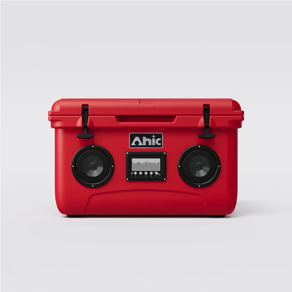 45L Portable PE Thermal Insulated Waterproof Camping Cooler Box with Speakers for Food Picnics Outdoor Travel Music Ice Box