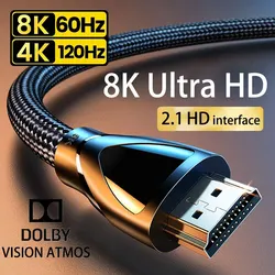 Hdmi-互換の2.1ケーブル、超高速、8k、60hz、4k、120hz、xiaomi mi、xbox、ps5、hdr10、dolby vision、48gbps