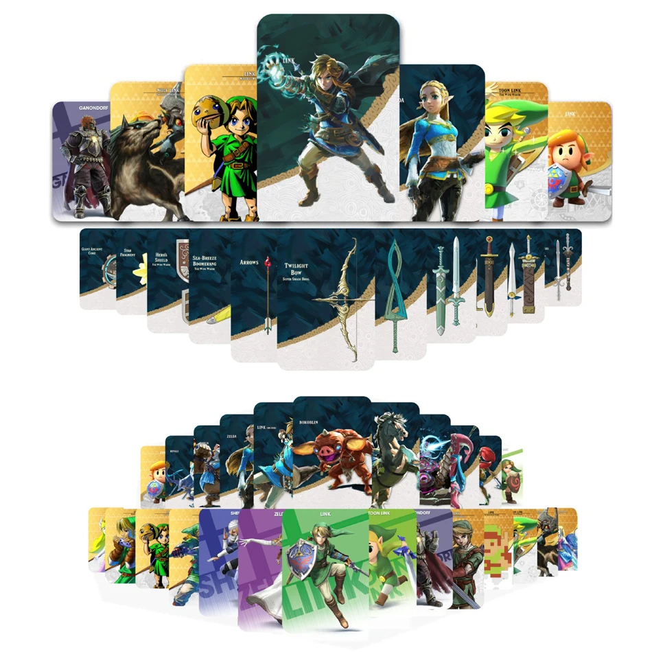 38pcs Zelda Amiibo Card Link The Legend Of Zelda Tears Of The Kingdo Zelda Ghost God Sword Equipment Crossover NFC Game Chip