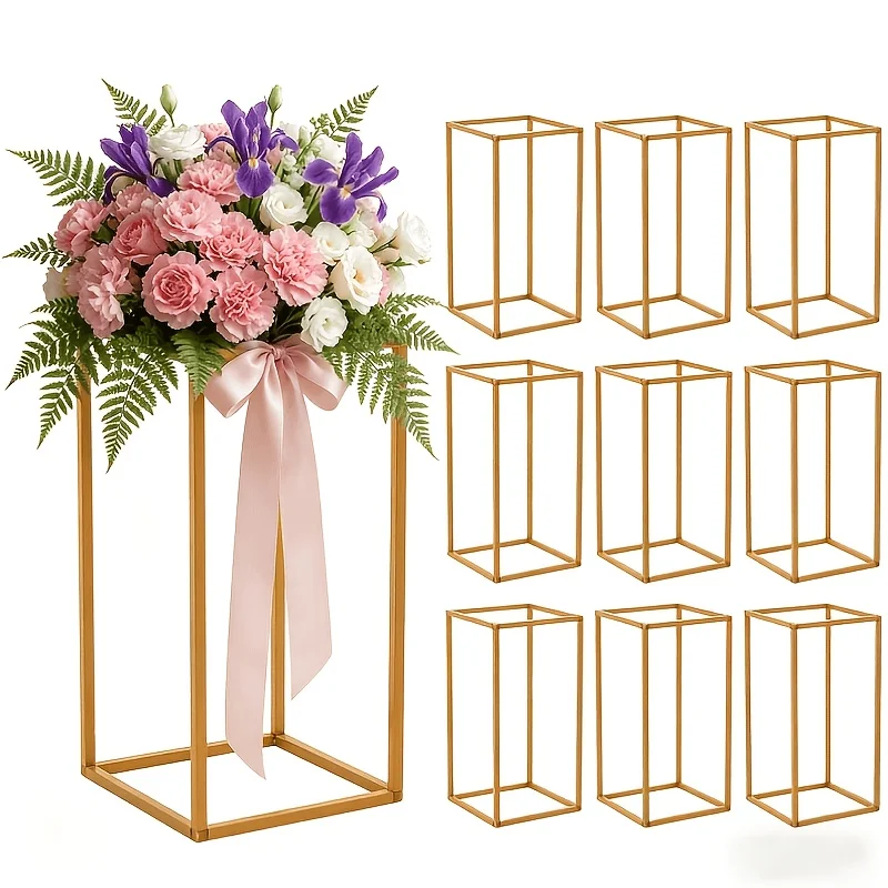 

10pcs Wedding Flower Centerpieces for Party Table Decorations, Classic Mustard Yellow Mother'S Day for Party Flower Stand, Square Tube Sturdy Material Flower Stands for Holidays Stable Base Decor with Hammer for Home Decor