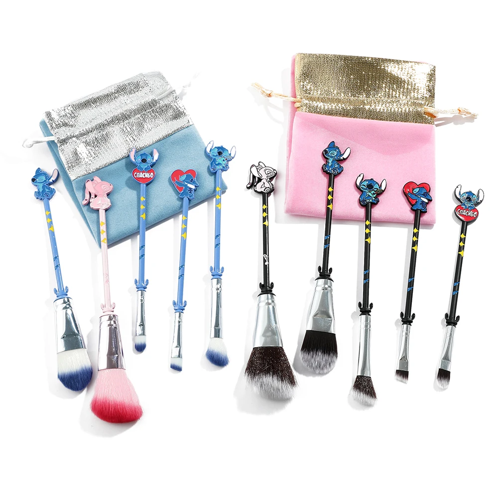 5pcs/set Stitch Makeup Brush Cute Cartoon Eye Shadow Powder Blusher Brush High Quality Soft Cosmetology Brush for Women