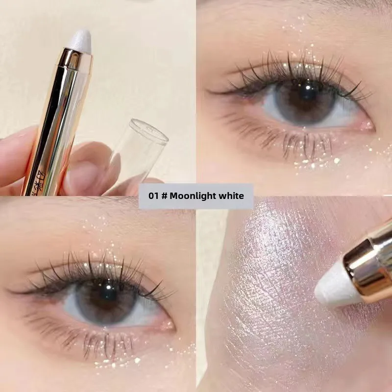 1Pcs 반짝이는 하이라이트 스틱 밝은 눈을위한 게으른 글리터 아이 섀도우 펜슬 눈부신 효과 메이크업 형광펜 화장품 화이트