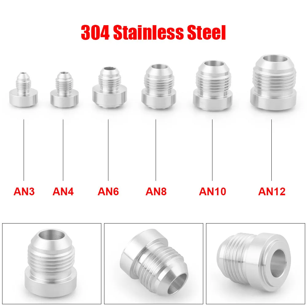 304 Stainless steel Weld On Fitting Bung Nut AN3 AN4 AN6 AN8 AN10 AN12 Valve Cover Catch Can High Quality