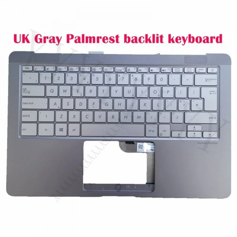 

QQ UK Серая клавиатура с упором для рук и подсветкой для Asus Zenbook UX490U UX490UA UX490UAR