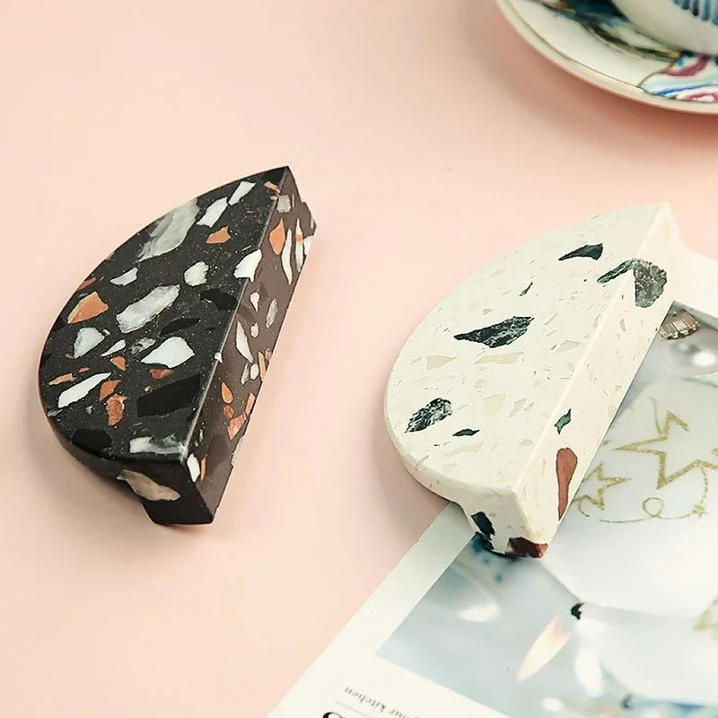 Artificial Stone Circular Round Knob Furniture Cupboard Handle Dresser Drawer Pulls Spotted Stone Handle Dresser Drawer Pulls