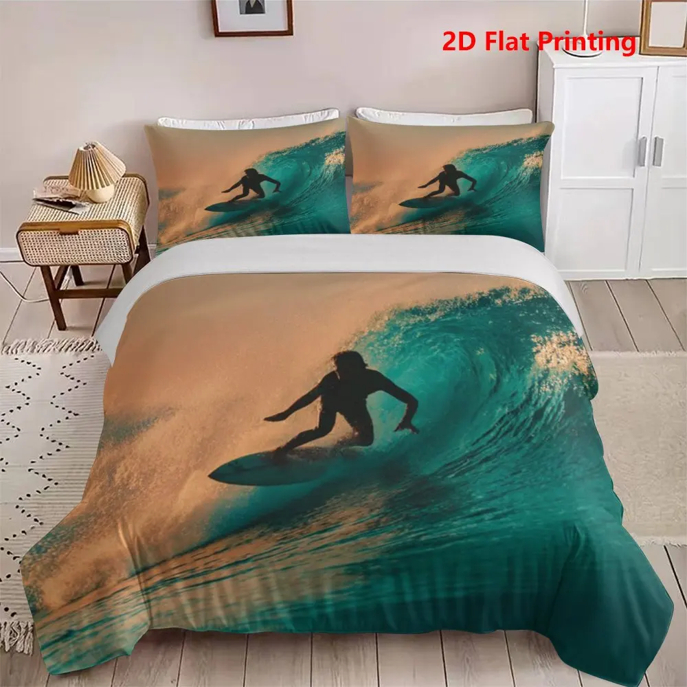 Ocean Wave Design Duvet Cover Set Multi Size Quilt Cover Queen Size Bedroom Bedding Decoration Machine Washable Adult Boy Girl Bedroom