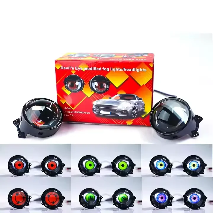 6 pattern mode switching car light devil eye led headlight 3 inch projector demon eyes with remote control