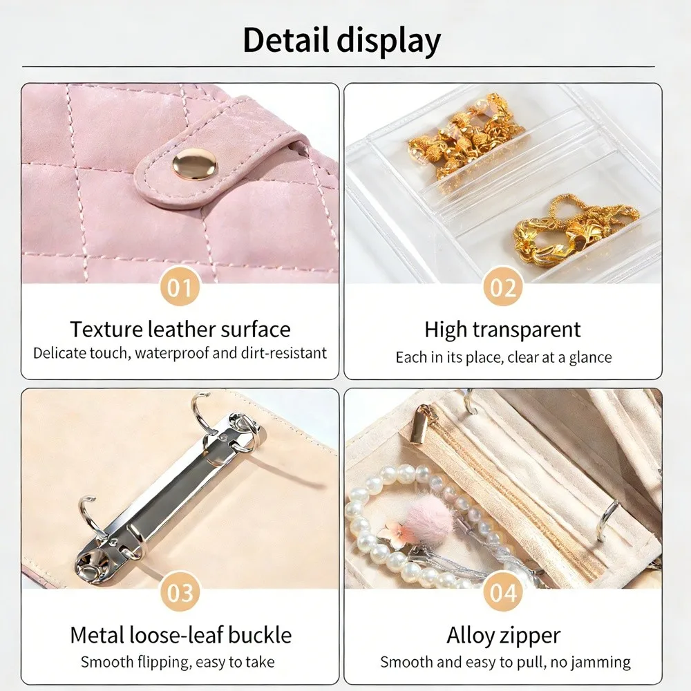 

Прозрачная книга для хранения украшений с молнией, бархатная упаковка для ювелирных изделий, роскошный органайзер из искусственной кожи с прозрачными карманами