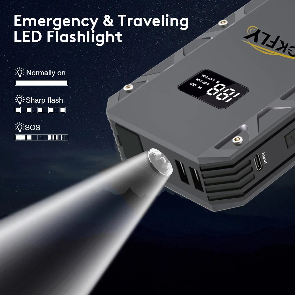 GKFLY 3000A/5000A/9000A جهاز بدء الطاقة الفائقة 12 فولت سيارة الانتقال كاتب قوة البنك شاحن سيارة لبطارية السيارة الداعم المغفل