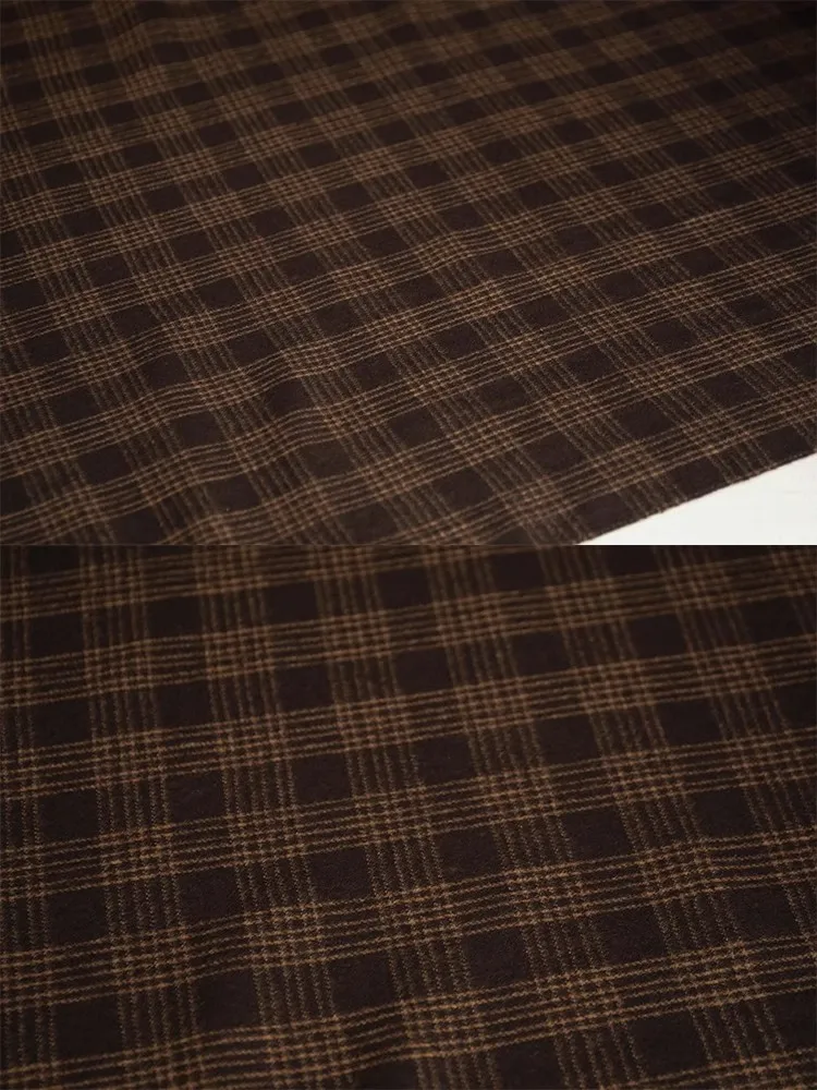 

Retro Brown Checked Cotton Thin Fabric For Shirt Cardigan Handmade Sheet Curtain Fabrics