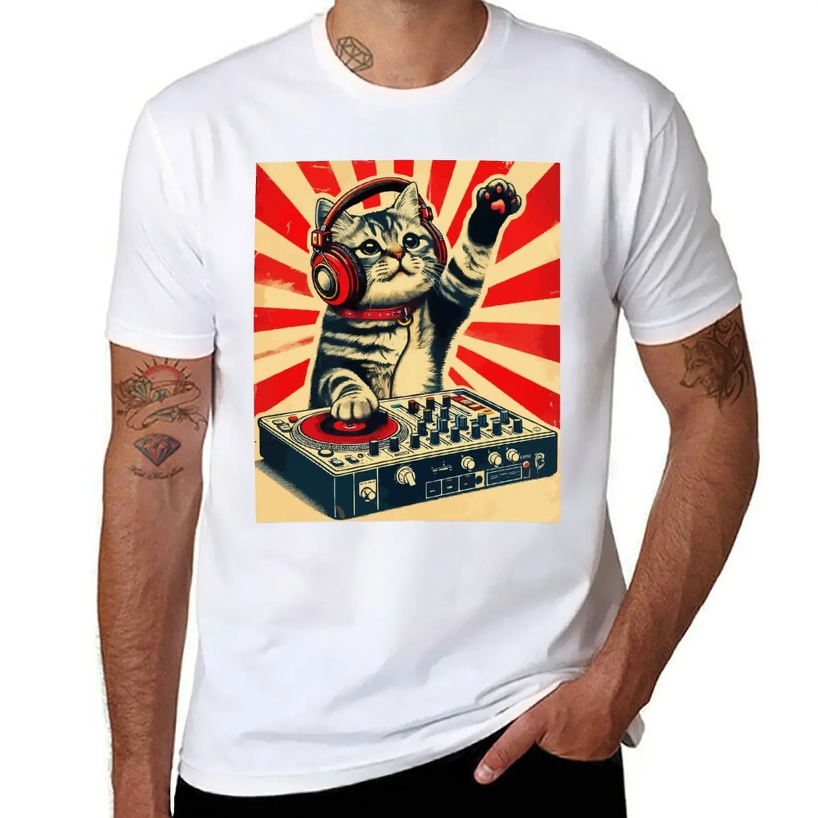 

Funny Deejay House Cat Retro Vintage T-Shirt graphic t shirts for man mens graphic t shirts T-Shirt