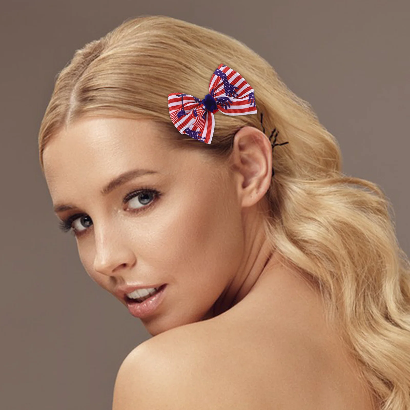 

8Pcs Usa Independence Day Hair Clips Red White Blue Striped Bow Patriotic Hair Barrettes for Women Holiday Accessories