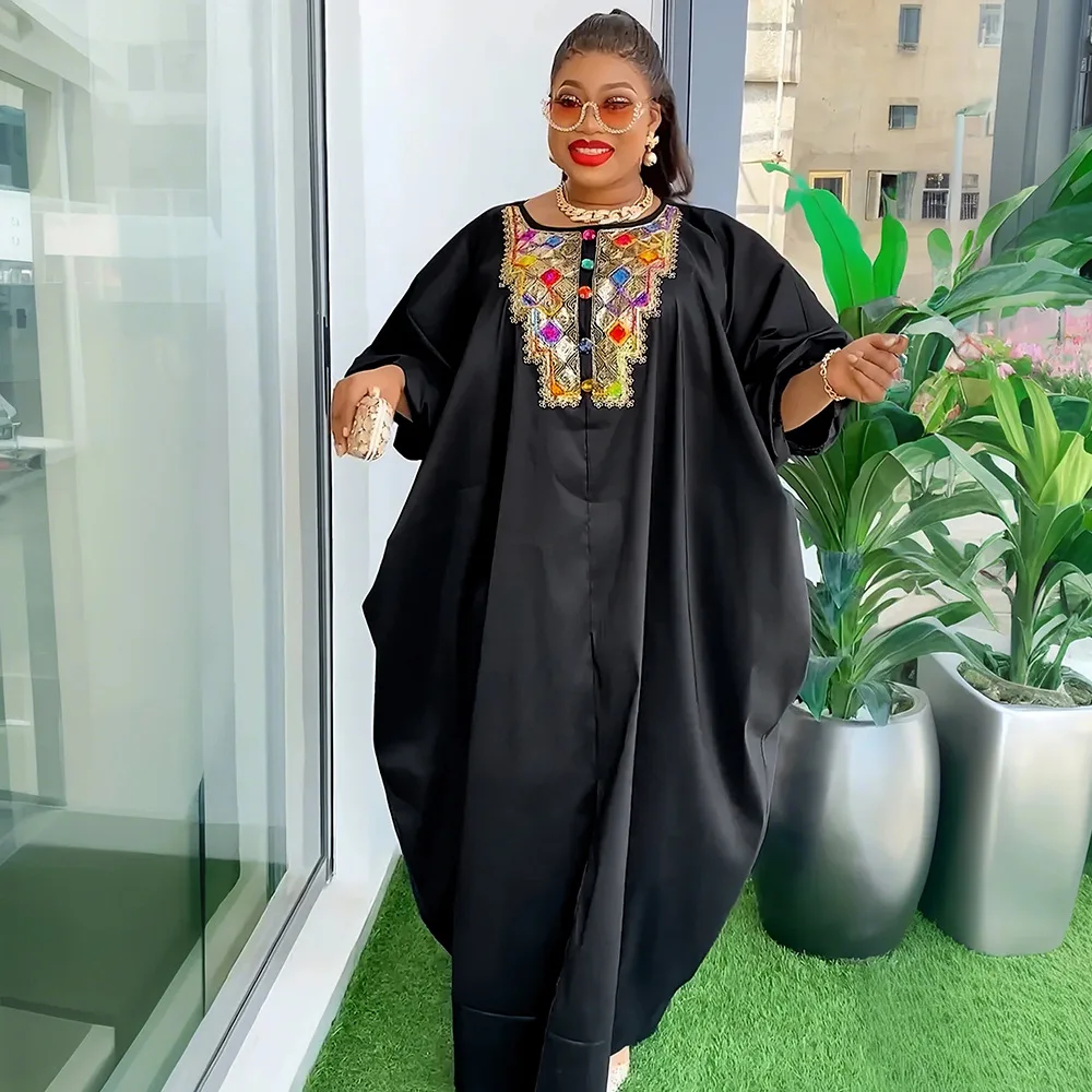 African Dress for Women Sequins Design Ladys Robe Dubai Abaya Boubou Africa Ankara Dashiki Traditional Clothing Femme Party Gown