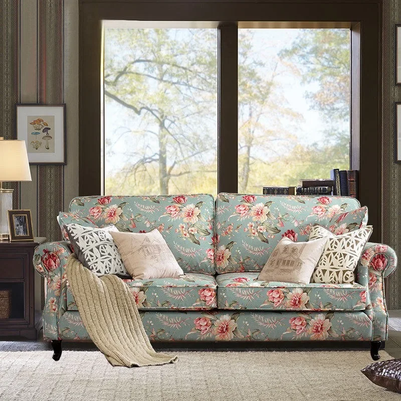 Relax Comfortable Pastoral Living Room Sofas Luxury French Double Pattern Sofa Soft Adults Lounge Home Furniture Accessories