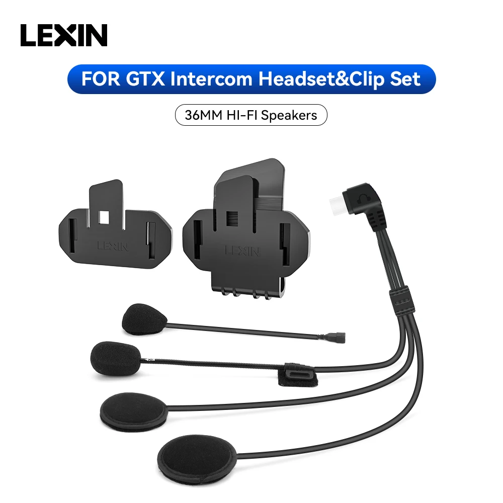 LEXIN-GTX 36MM Motorcycle Intercom Headset&Clip Accessories For  Full/Half  Helmet Intercom Headset Plug