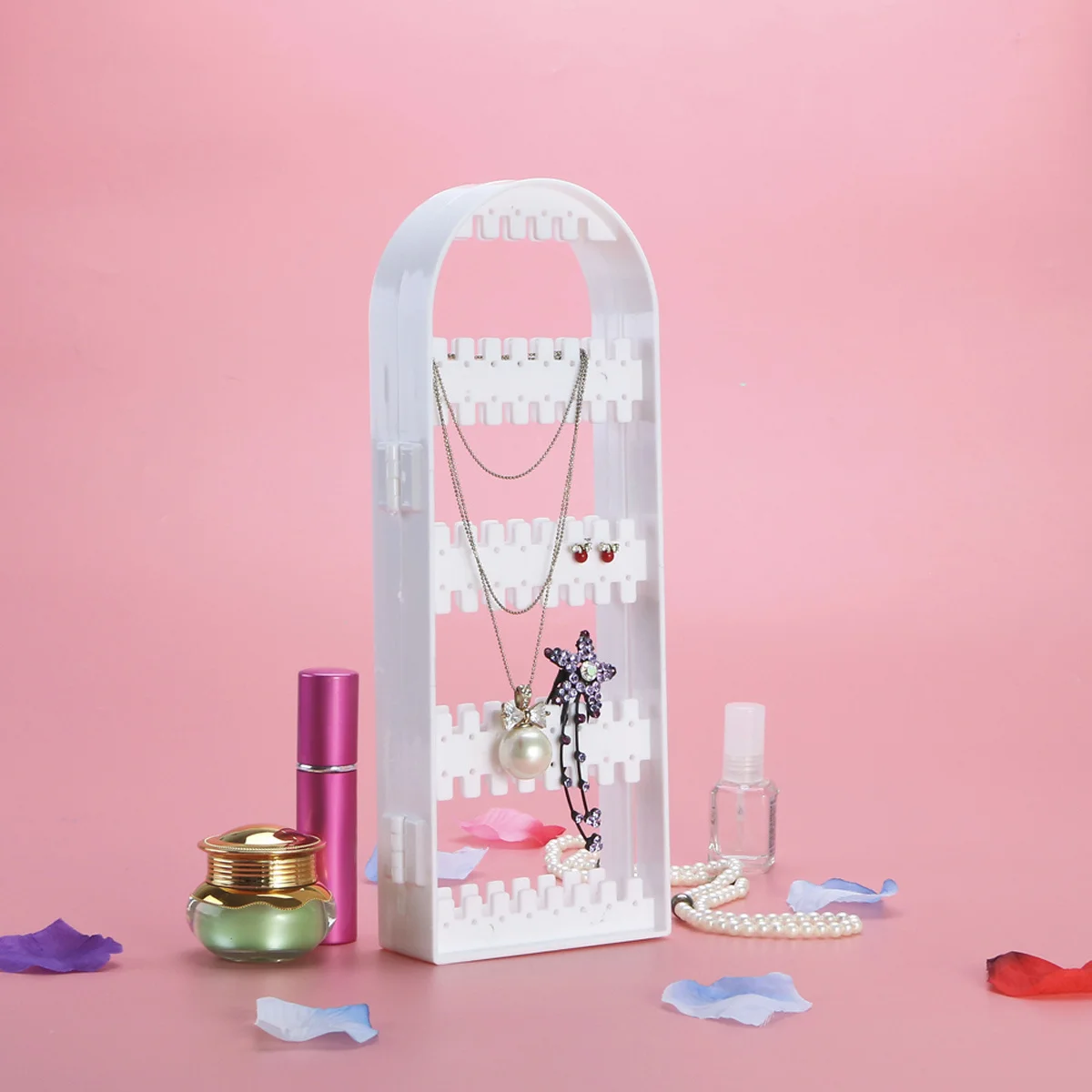 

Пластиковый органайзер для ювелирных изделий, складная конструкция двери, ожерелье с 120 отверстиями, кольцо, браслет, держатель для ювелирных изделий для туалетного столика