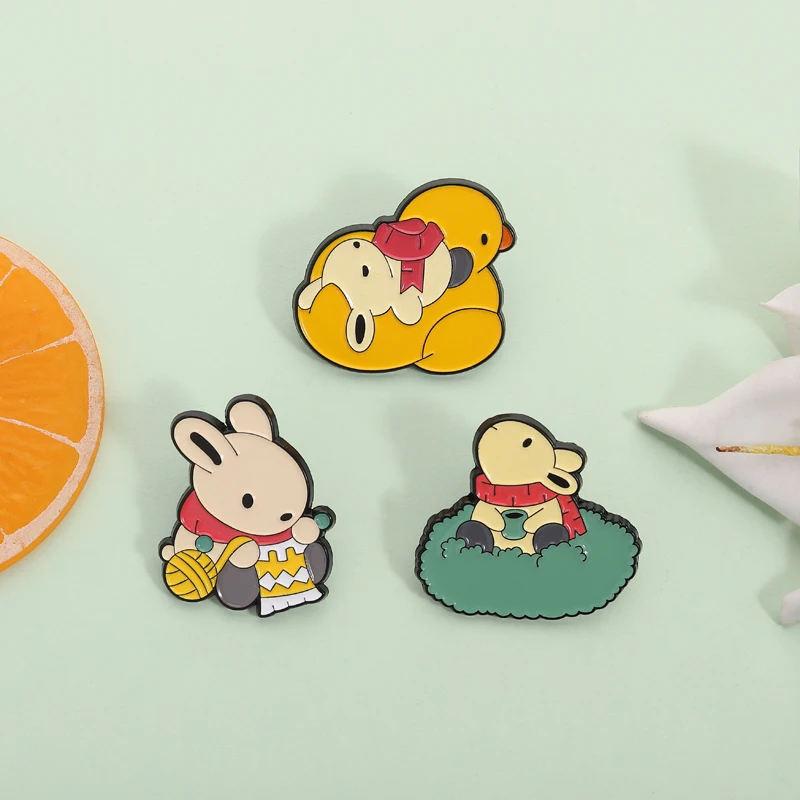 Tsuki-Pin esmaltado de juego informal, bonito Tsuki tejido para tomar una siesta, beber un té, broches, insignia de solapa, regalos de joyería para jugadores y amigos