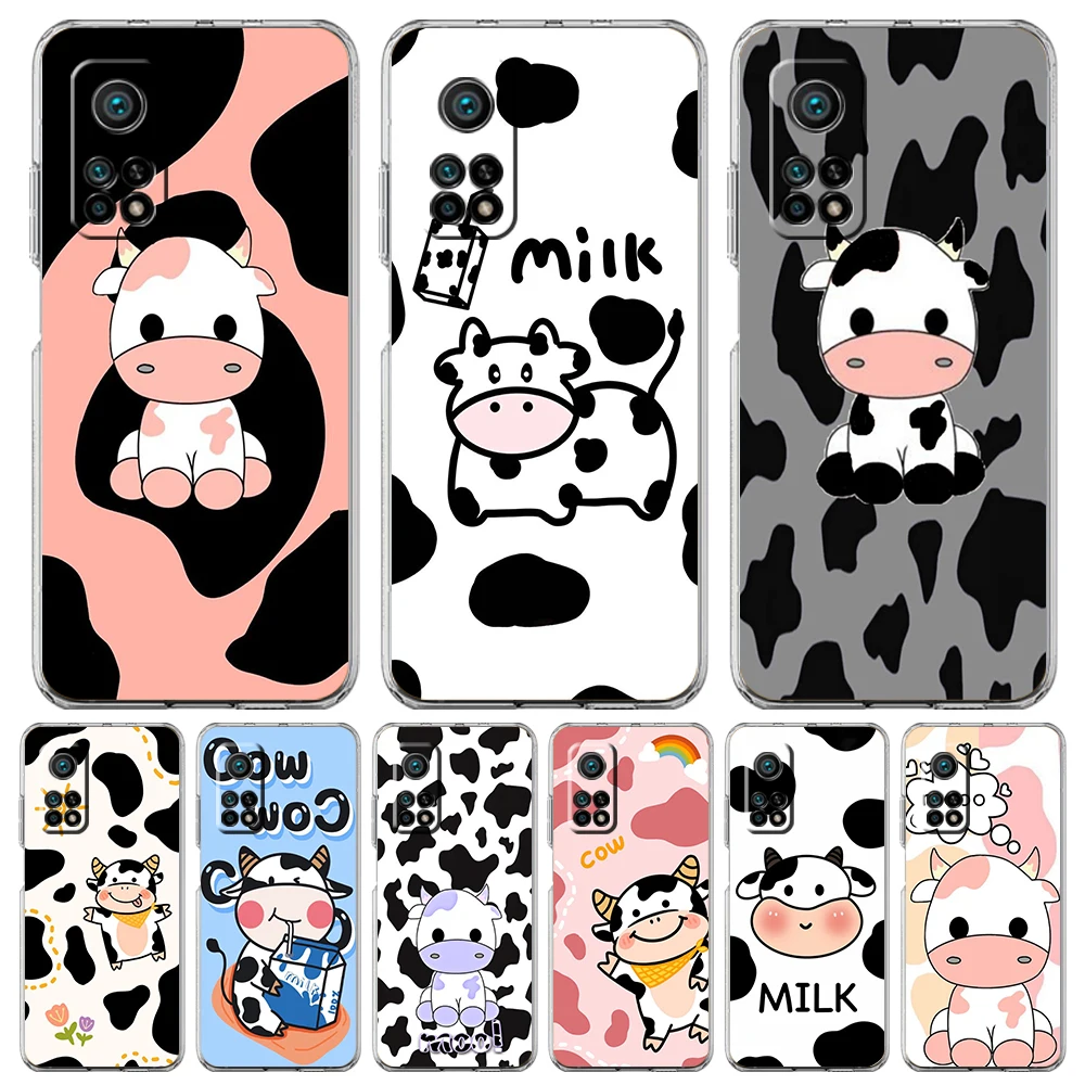 

Cute Milk Cow Phone Case for Xiaomi Mi Poco F3 X3 X4 GT NFC M3 M4 11 Ultra 12 11X 11i Pro Lite 5G Soft Transparent Cover Capas