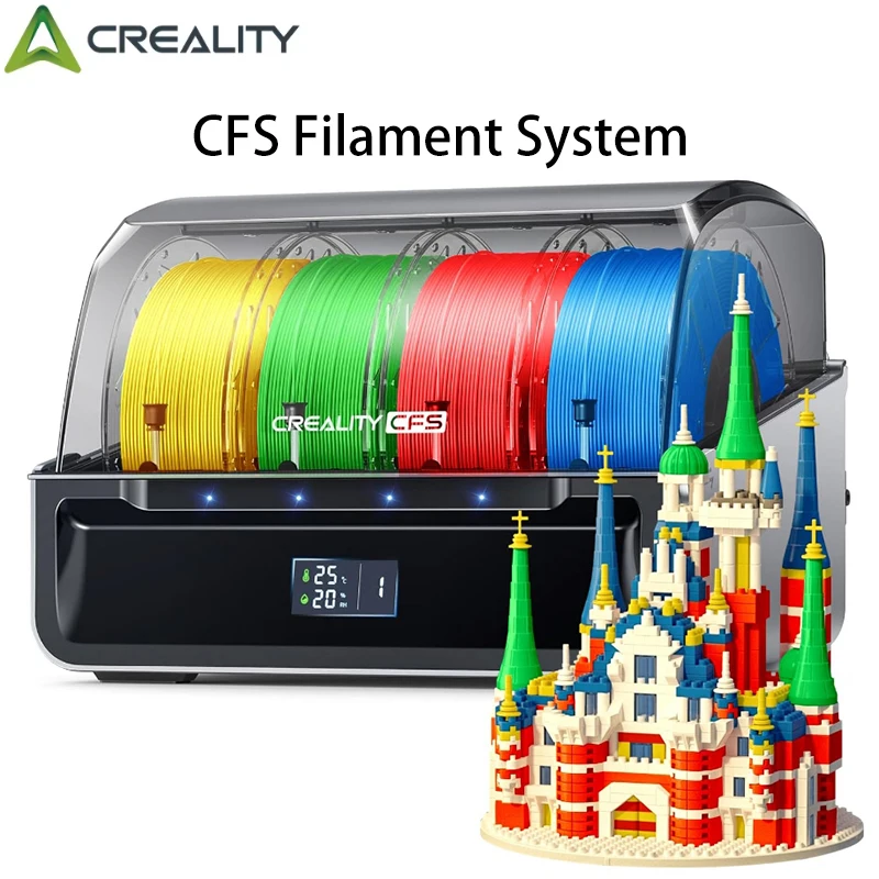 CREALITY CFS 4X Mehrfarbendruck-Zusatz, feuchtigkeitsbeständiges Filamentspeicher-Filamentsystem für