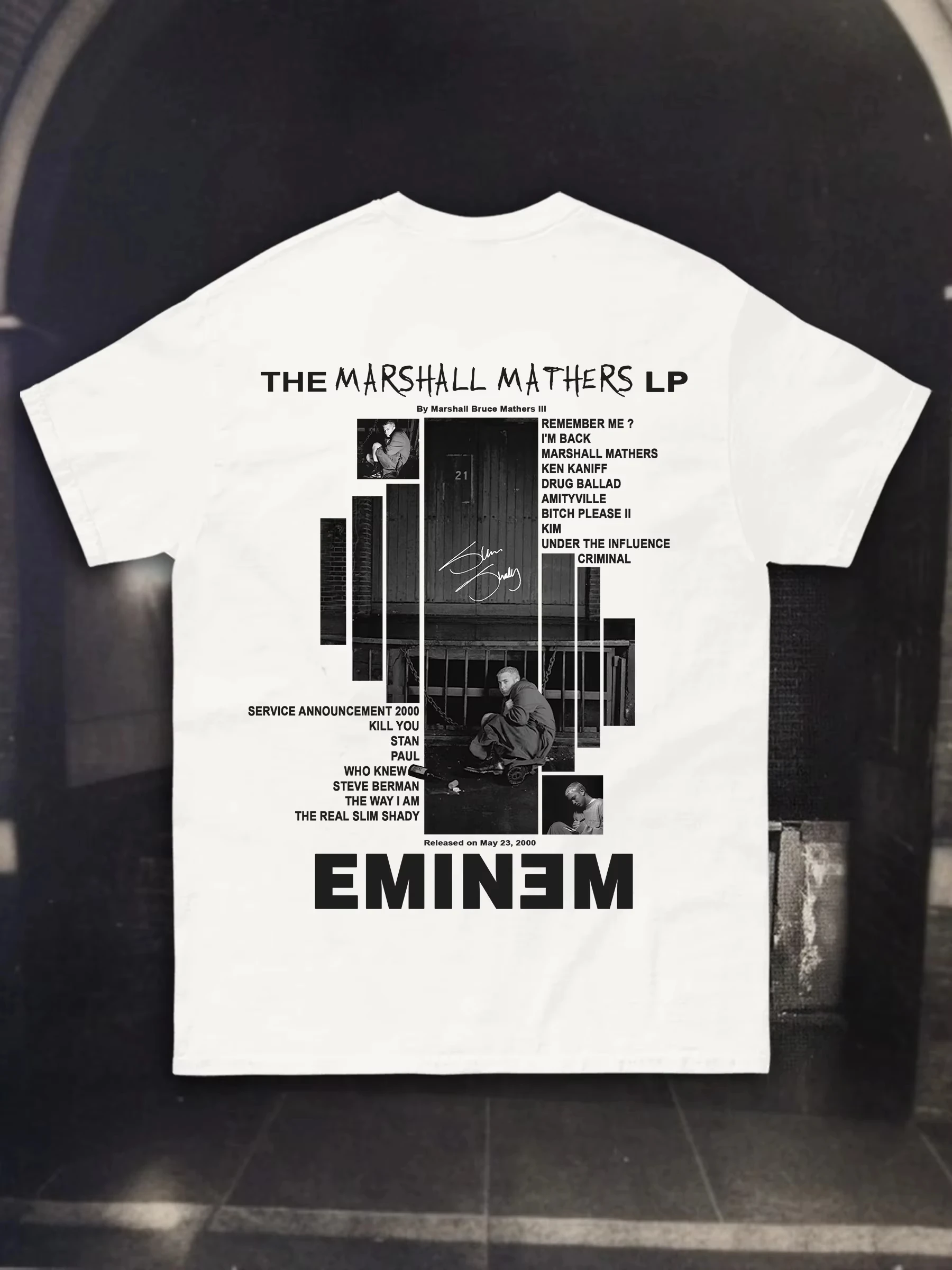 Camisetas con estampado gráfico del rapero Eminem "The Marshall Mathers LP", camisetas de moda para hombres y mujeres, ropa informal estilo Hip Hop, camiseta de algodón