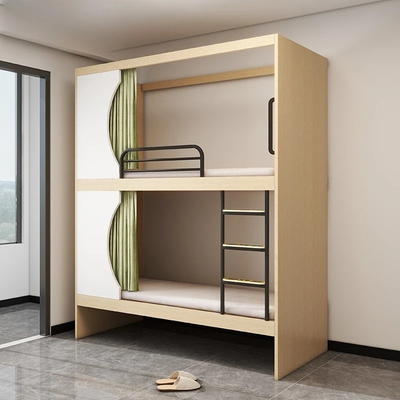 Space capsule bunk beds Youth hostel apartment bed Staff dormitory Children students Solid wood bunk beds