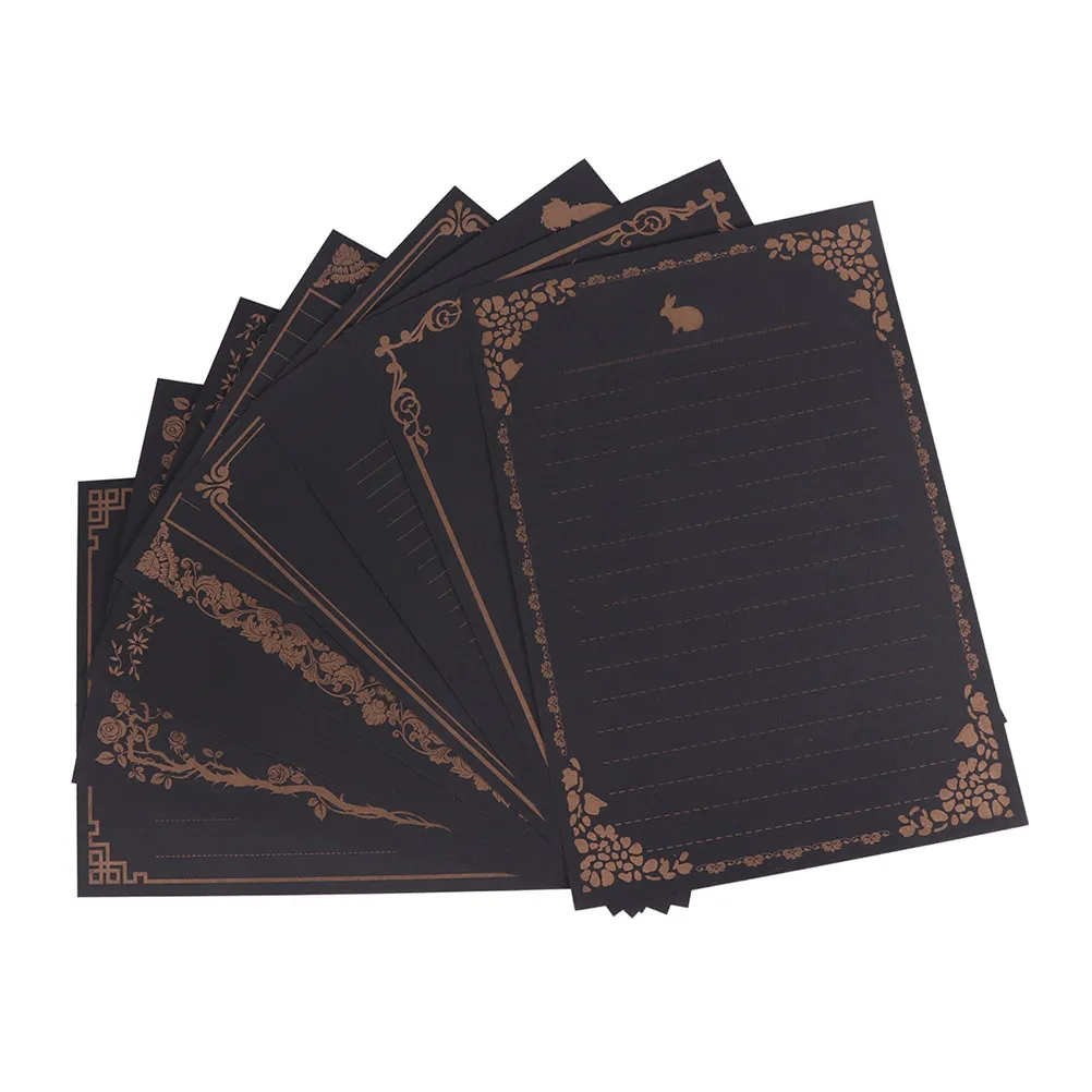 8 pcs Stationery Paper Vintage Retro Letter Writing Invitations Set Halloween Christmas New Year Retro Letter Paper