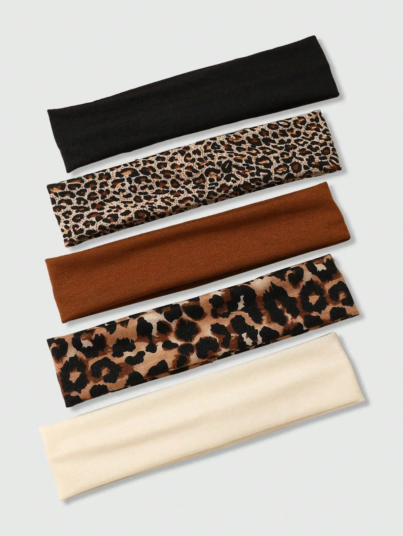 

5 шт. винтажных широких повязок на голову с леопардовым принтом и однотонных расцветок для женщин