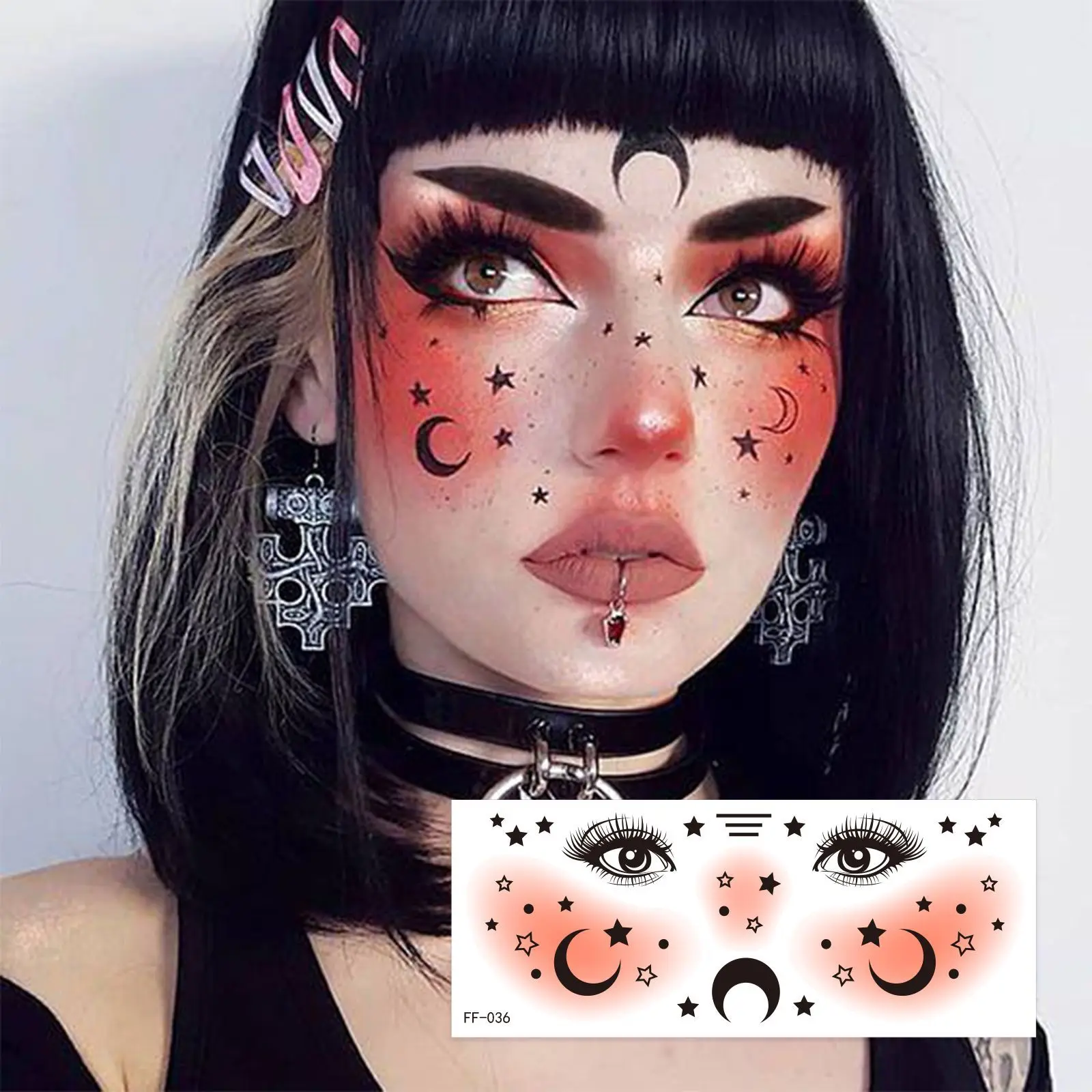 Halloween Christmas Waterproof Temporary Tattoo Sticker 3D Butterfly Love Blush Face Art Fake Tatto Face Sticker for Girl Women