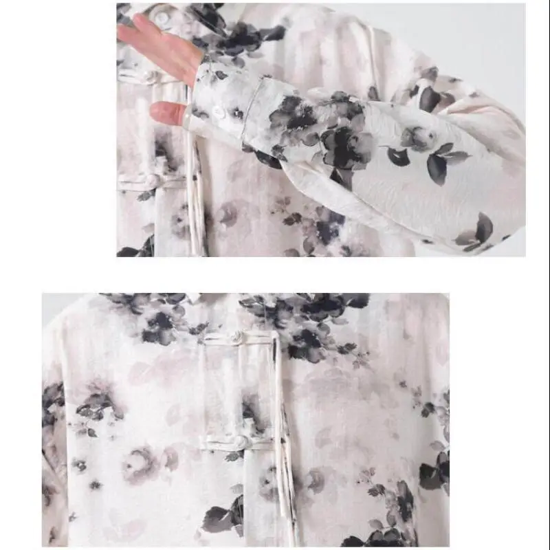 M-5XL Ink Print Chinese Button Knot Tang Suit Shirt - Elegant & Stylish Traditional Design for Men & Women Perfect for Cultural