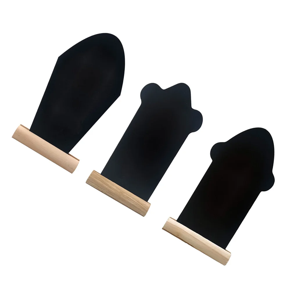 3 Pcs Wooden Tombstone Decoration Blackboards Easter Chalk Desktop Double Sided Decors Note Writing Mini Adorns