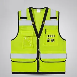 High Visibility Reflective Safety Vest Personalized Customization Large Pockets Breathable Mesh Construction Worker Safety Vest